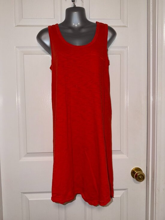 Lilla P Dresses & Skirts - Lilla P Red Cotton Sleeveless Tank Midi Dress Pocket Casual Small